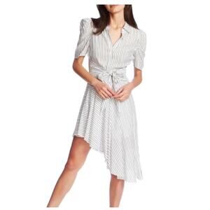 NWT 1. STATE DRESS Size SMALL ASYMMETRICAL White Vertical Stripe TIE FRONT